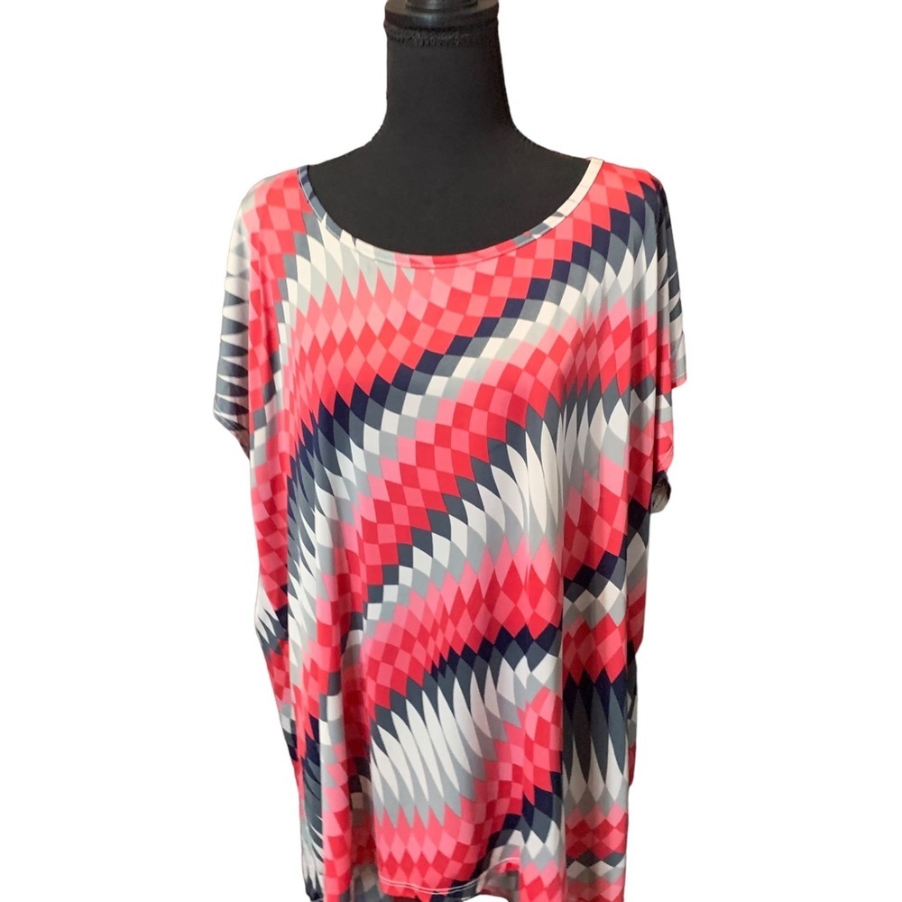 MOA USA women’s plus top geometric retro pattern long tunic - Picture 5 of 8